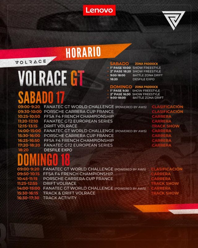 Horarios VolRace GT