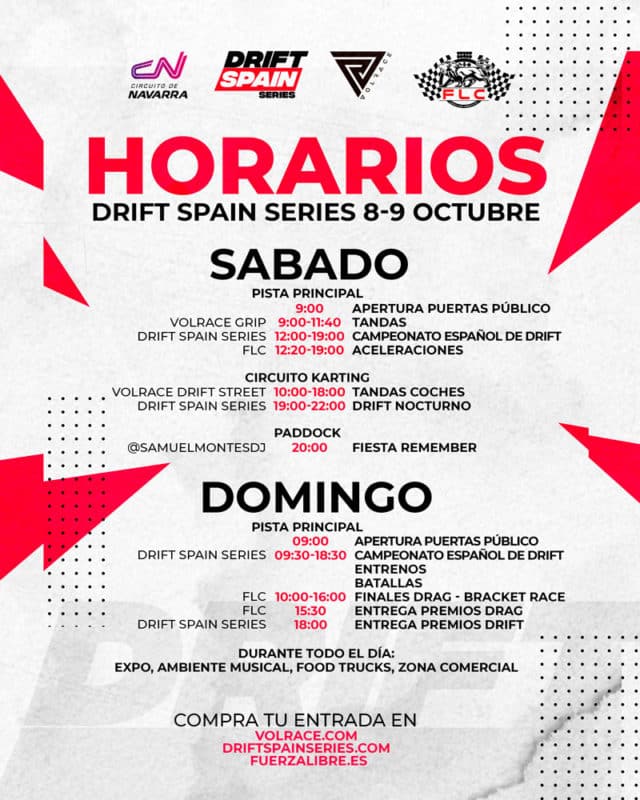 Horarios Drift Spain Campeonato OCtubre Navarra